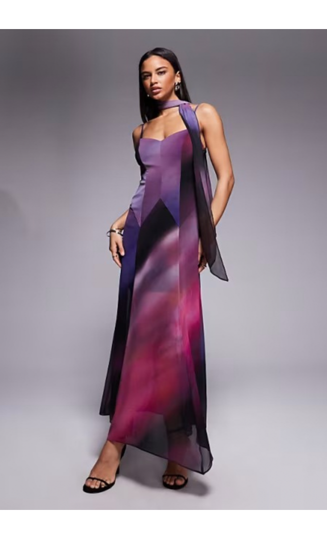 Forever New scarf neck cami strap hanky hem maxi dress