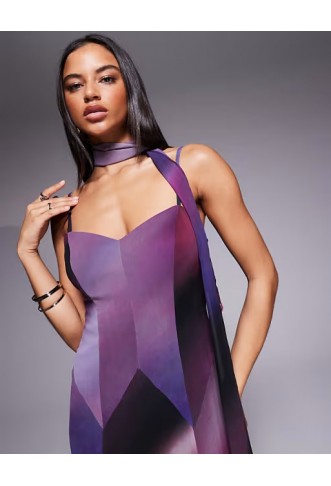 Forever New scarf neck cami strap hanky hem maxi dress