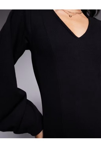 ASOS DESIGN supersoft V neck fit and flare mini dress