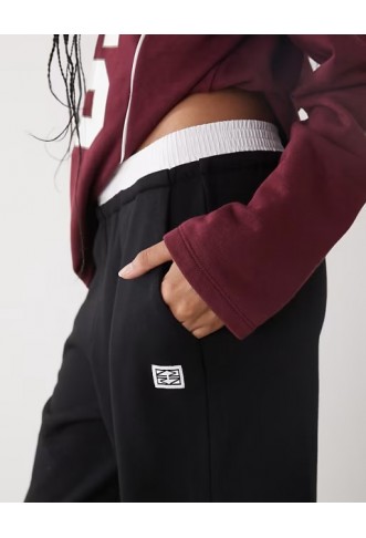 Noisy May wide leg sweat joggers with waistband detail