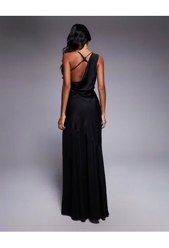 TFNC one shoulder maxi dress with cross strap