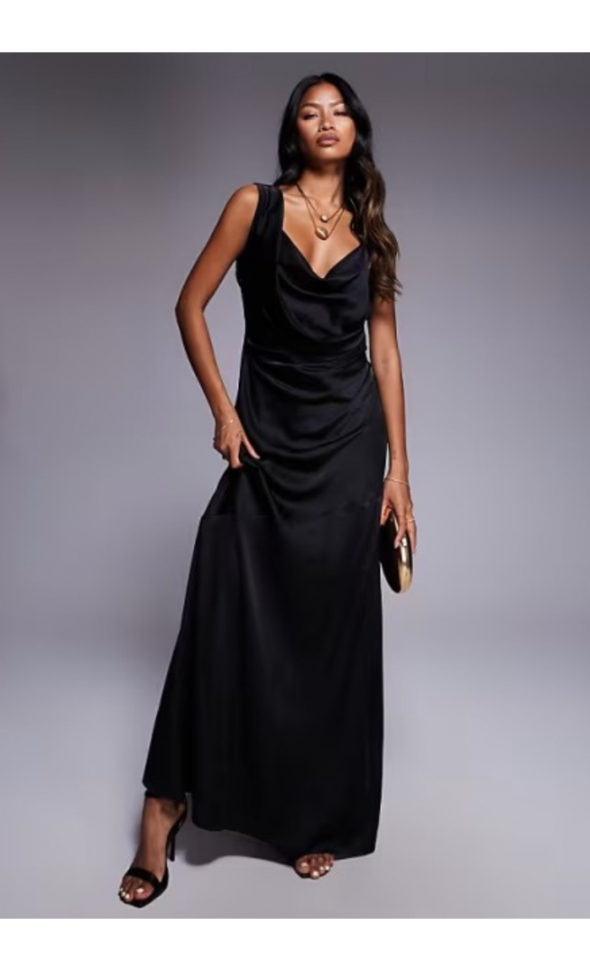 TFNC one shoulder maxi dress with cross strap