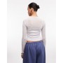 COLLUSION Double layer sheer long sleeve top in white