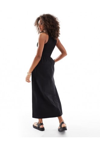 ASOS DESIGN racer crinkle bodice midi dress