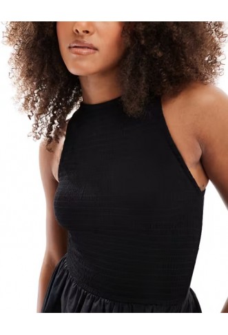 ASOS DESIGN racer crinkle bodice midi dress