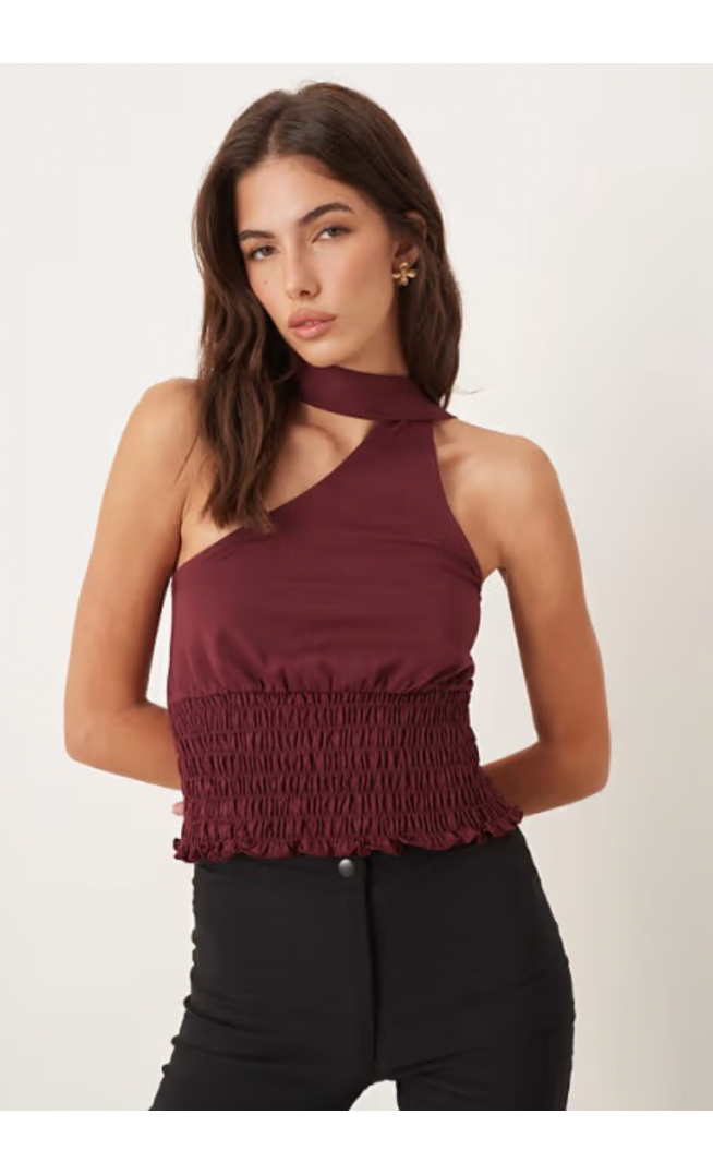 ASOS DESIGN one shoulder scarf top