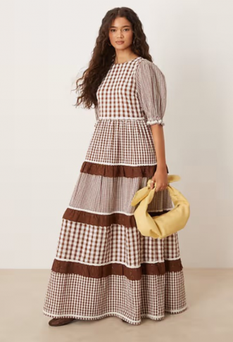 Neon Rose gingham ruffle...