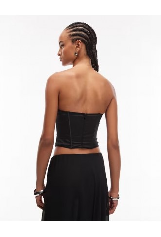 ASOS DESIGN satin cupped corset top with boning
