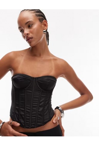 ASOS DESIGN satin cupped corset top with boning