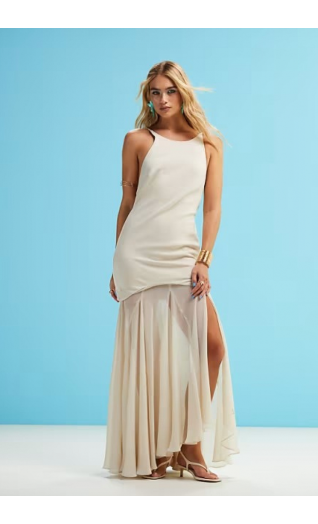 ASOS DESIGN structured maxi dress with waved hem