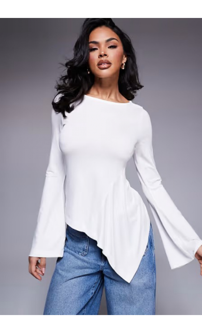 ASOS DESIGN angel sleeve top with godet detail