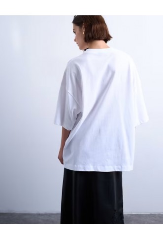Topshop oversized drop shoulder tee in white