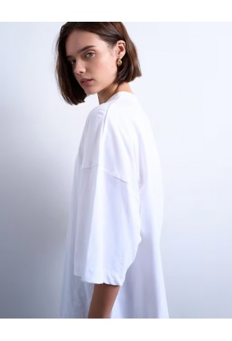 Topshop oversized drop shoulder tee in white