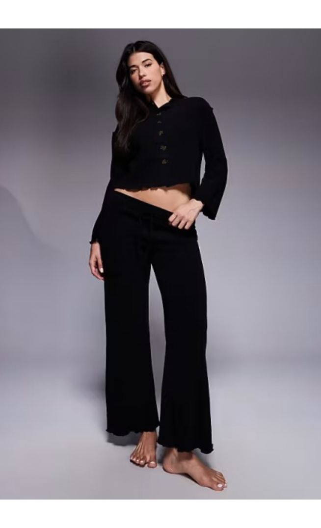 River Island jersey button up loungewear set