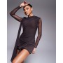 ASOS DESIGN mesh tie shoulder mini dress