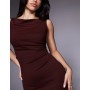 ASOS DESIGN slash neck ruched midi dress in wine
