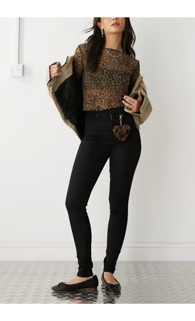 Monki Oki high waist skinny jeans in black