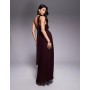 TFNC one shoulder scarf neck maxi dress in cherry