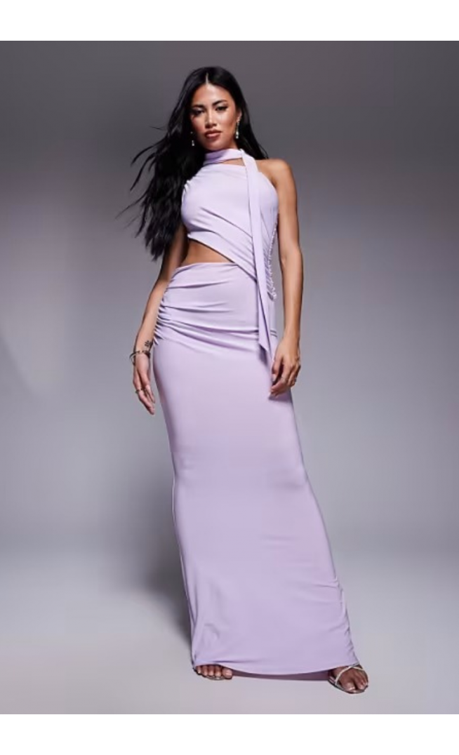 ASOS DESIGN sleeveless high neck maxi dress in lilac