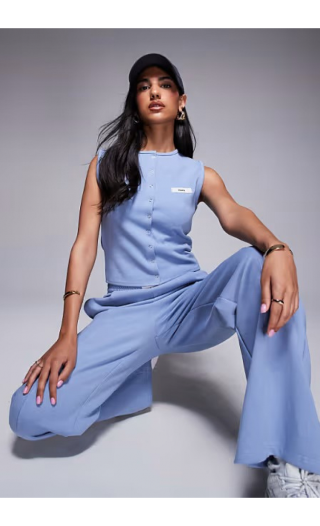 Kaiia exclusive cotton blend sleeveless cropped  vest top