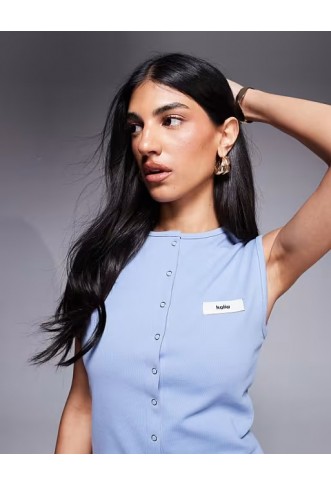 Kaiia exclusive cotton blend sleeveless cropped  vest top