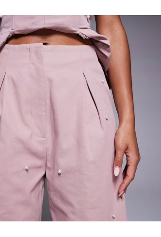ASOS LUXE co-ord pearl embellished cotton twill trouser