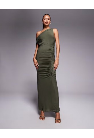 ASOS DESIGN mesh draped back ruched maxi dress