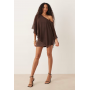 ASOS DESIGN satin chiffon mix drape one shoulder mini dress