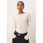Mango boat neck long sleeve top in butter yellow