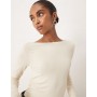 Mango boat neck long sleeve top in butter yellow