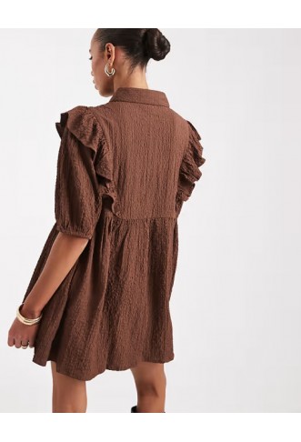 Wednesday's Girl ruffle detail mini smock dress