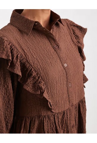 Wednesday's Girl ruffle detail mini smock dress