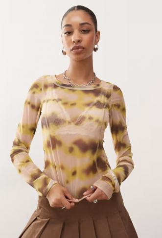 Monki mesh semi sheer long...