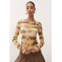 Monki mesh semi sheer long sleeve top