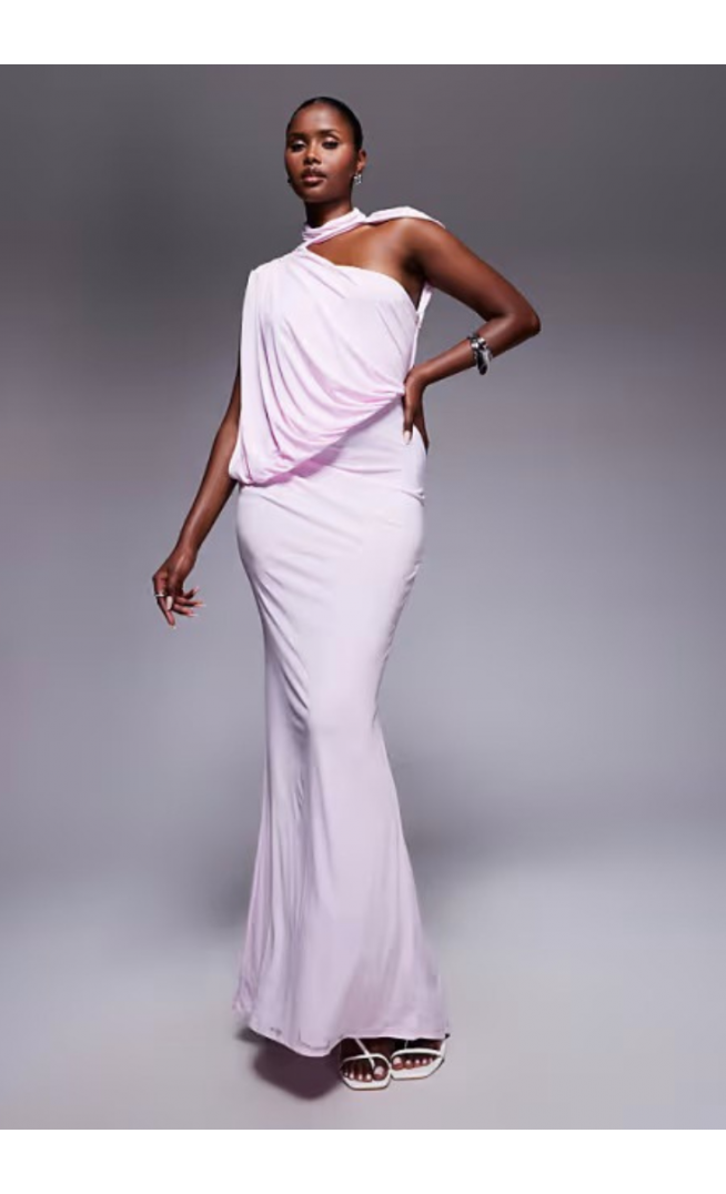 ASOS DESIGN one shoulder drape maxi dress