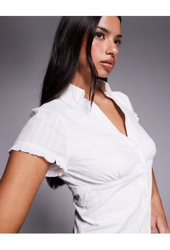 Tiger Mist Valerie cotton rich short frill sleeve shirt