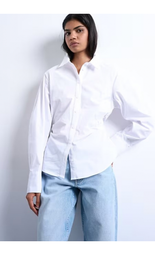 Topshop cinch waisted long sleeve shirt