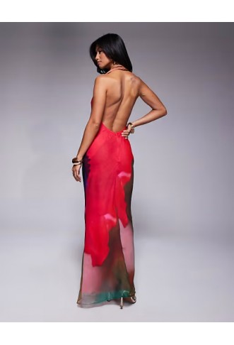 ASOS DESIGN Petite cowl plunge bias maxi dress