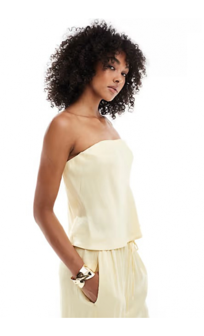 ASOS DESIGN satin bandeau longline trapeze top