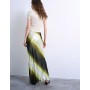 Topshop satin bias maxi skirt in lime ombre stripe