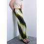 Topshop satin bias maxi skirt in lime ombre stripe