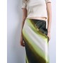 Topshop satin bias maxi skirt in lime ombre stripe