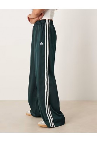 Adidas Originals wide leg satin joggers in green