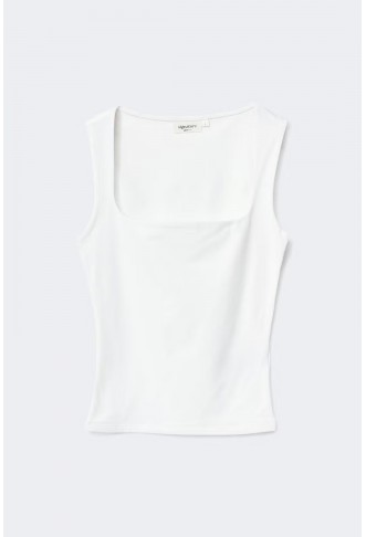 Gina Tricot square neck tank top in white
