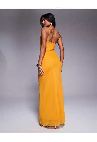 ASOS DESIGN asymmetric double strap with gold trim detail