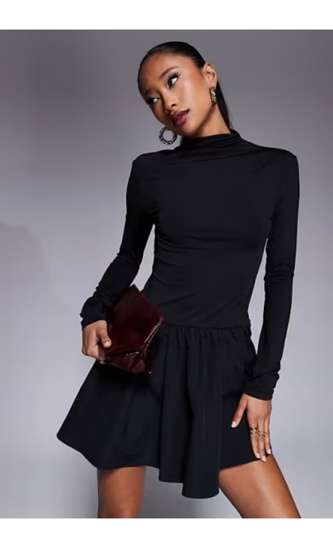 ASOS DESIGN long sleeve polyamide mini dress