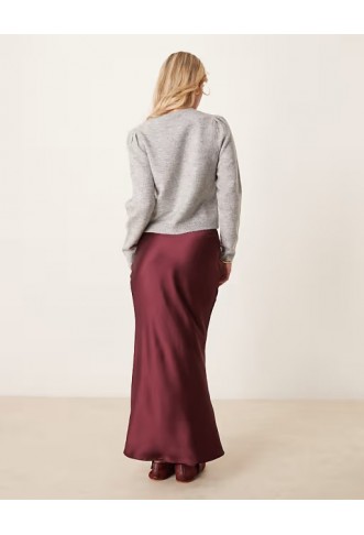 New Look Petite satin midi bias skirt