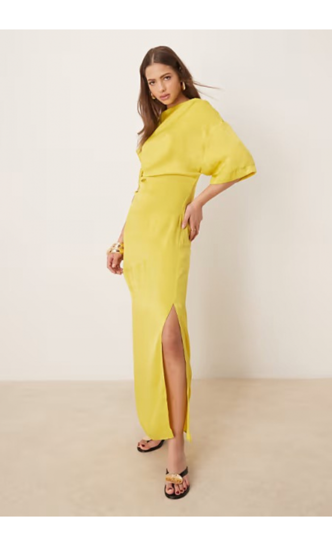 ASOS DESIGN tuck detail t shirt draped back maxi dress