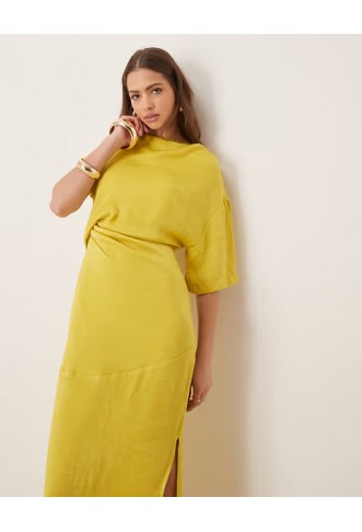 ASOS DESIGN tuck detail t shirt draped back maxi dress