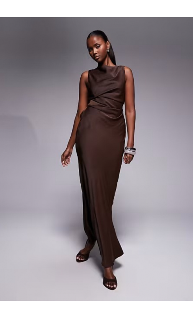 ASOS DESIGN satin drape bodice maxi dress